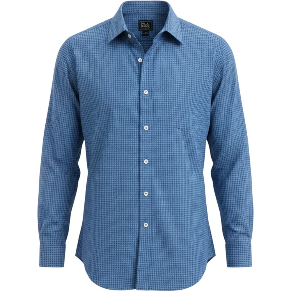 Jos. A. Bank Traveler Men's Long Sleeve Button Down Shirt XXL Blue Micro Check
